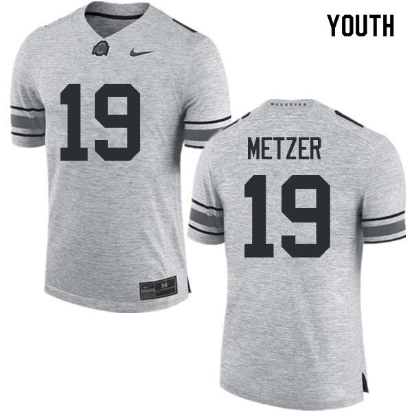 Ohio State Buckeyes #19 Jake Metzer Youth Stitch Jersey Gray OSU48491
